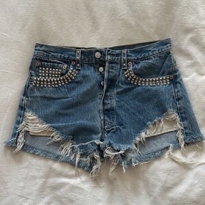 Remade vintage Levi's Blue Studded Jean Shorts